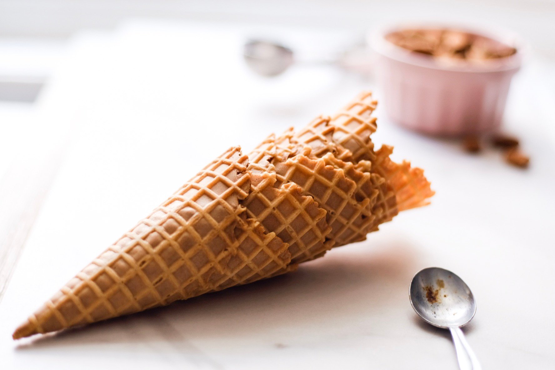 waffle ice cream cones. 
