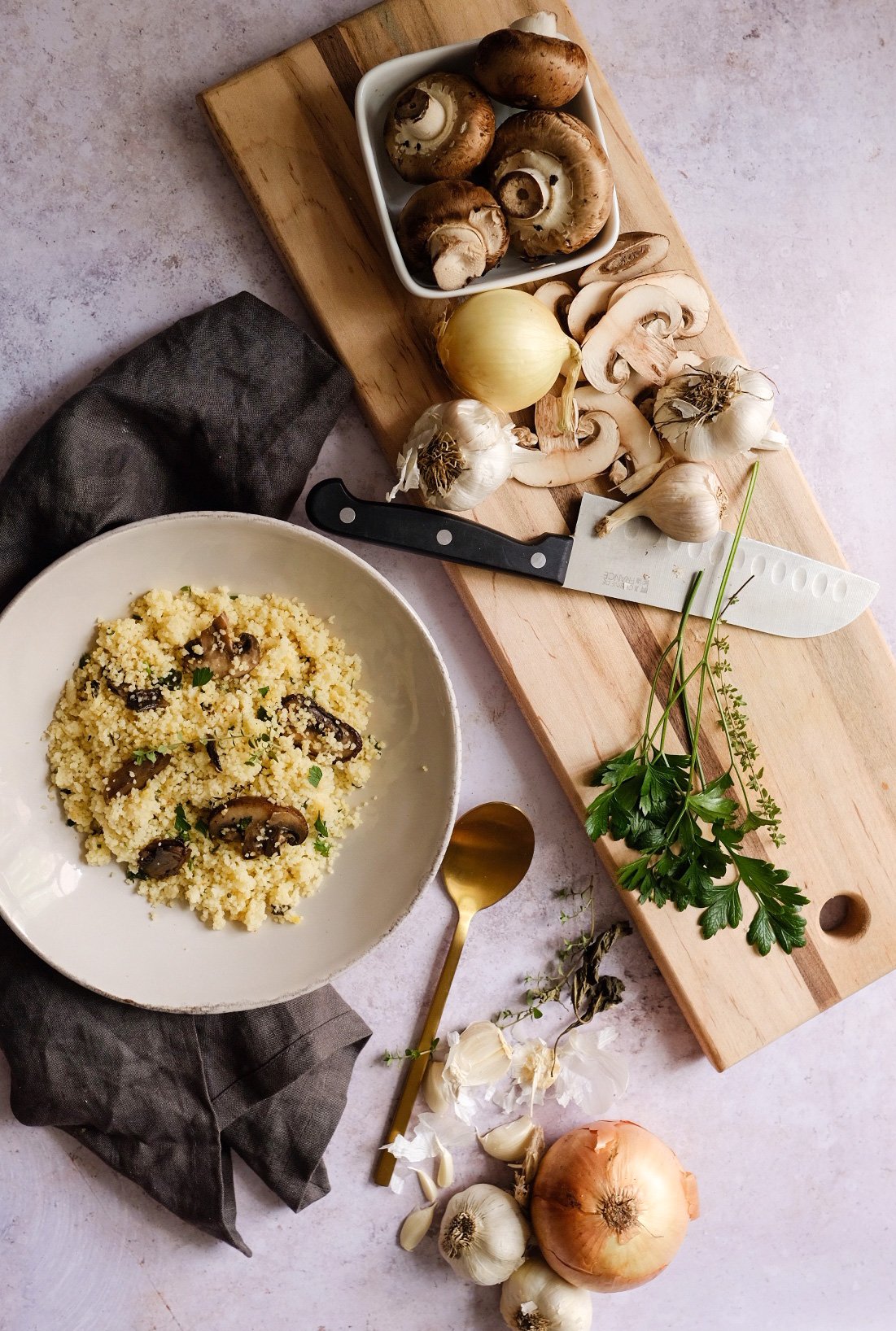 Lifestyle Blogger Chocolate and Lace shares her recipe for the Best Mushroom Herb Couscous.