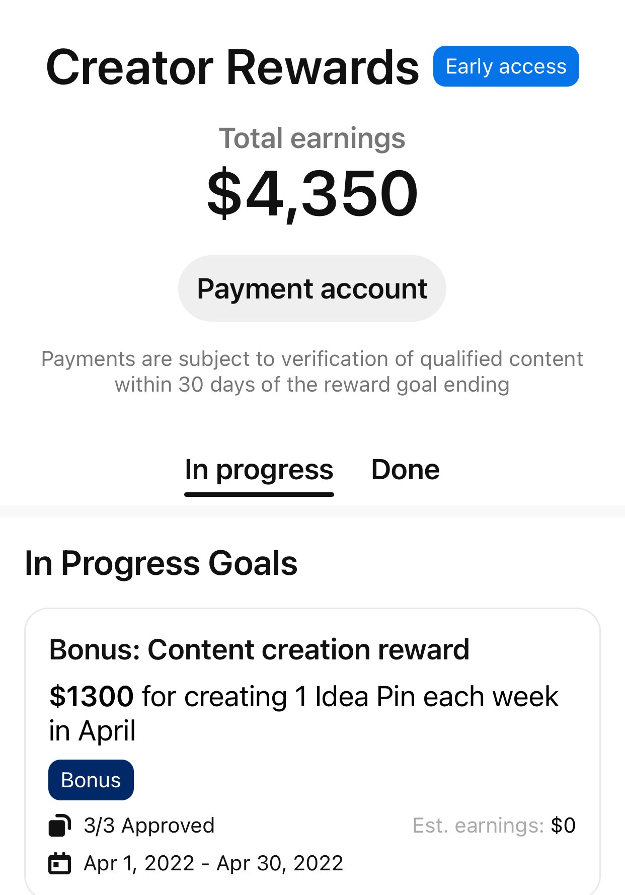 Pinterest Creator Rewards Program.